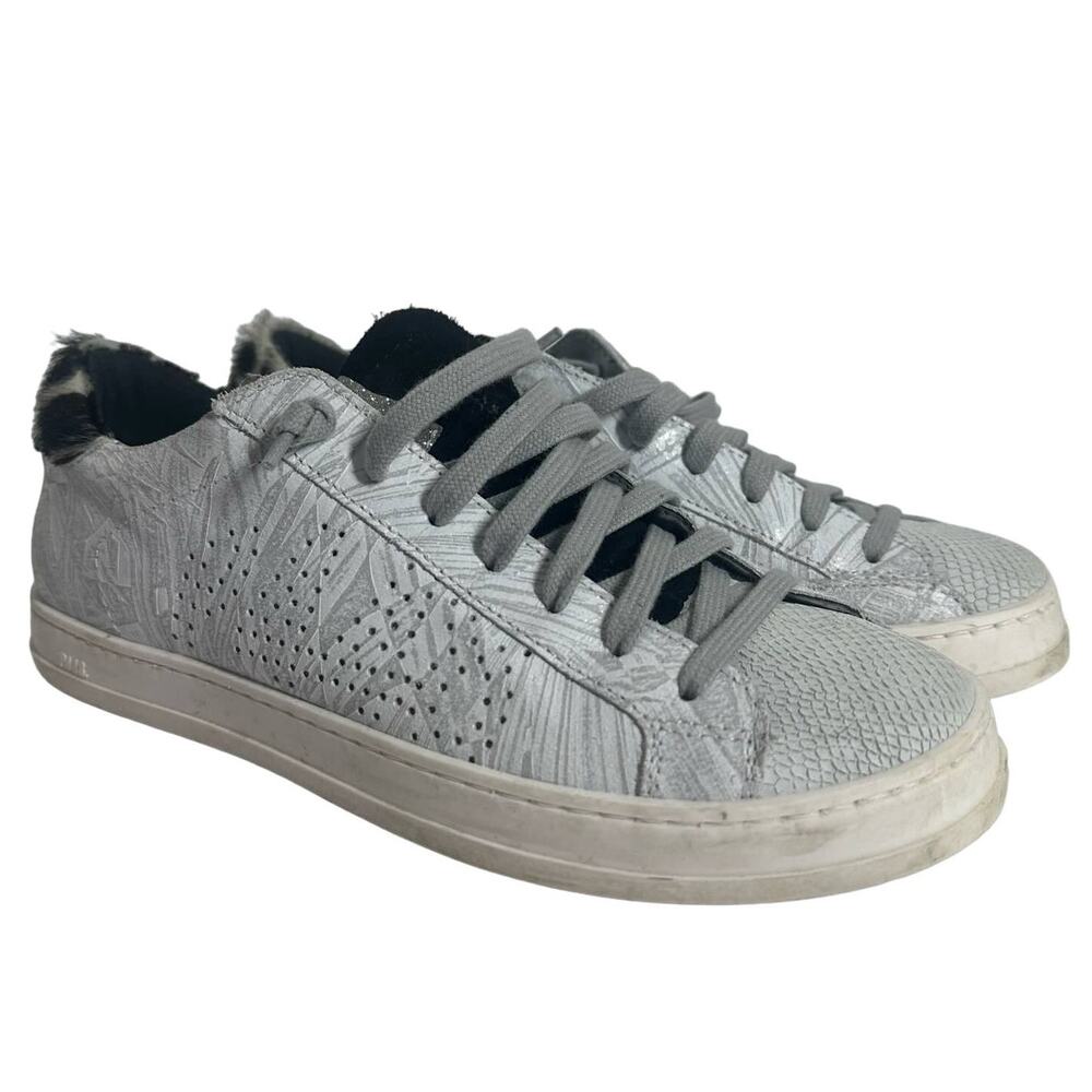 P448 Women's John Gray Animal Print Leather Low Top Sneakers Size 7